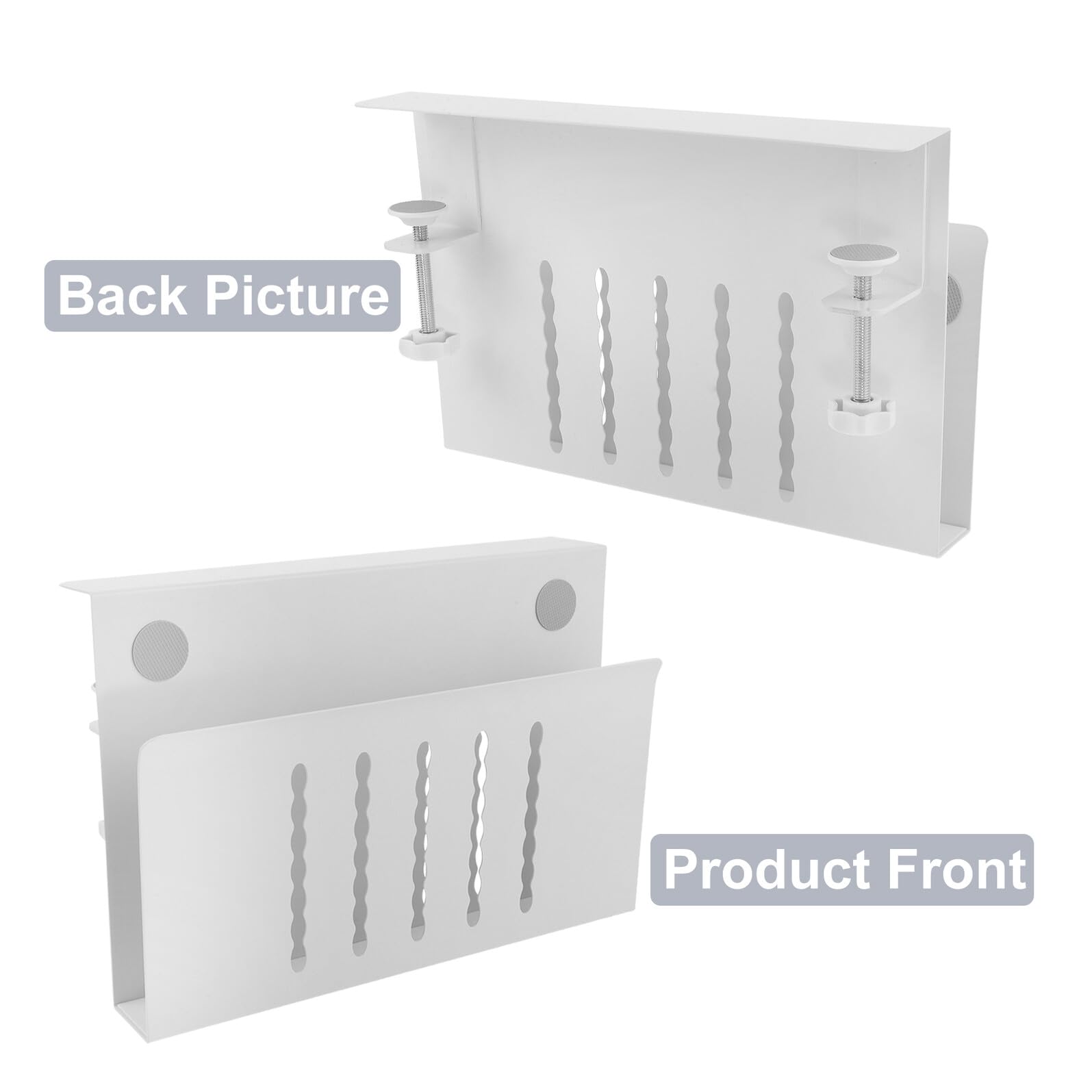 Supporto per Laptop da Scrivania Sospeso in Ferro Bianco | Organizer Laterale senza Fori, Compatibile con Laptop e Tablet, per Ufficio e Casa