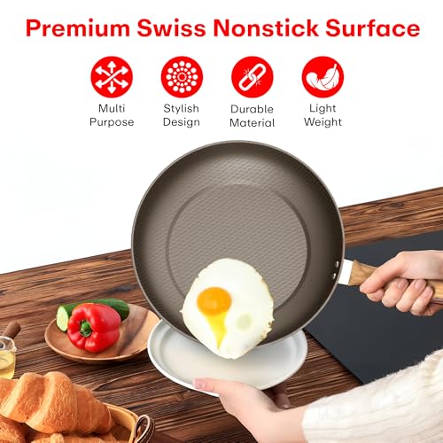 Image of Rioware Non-Stick Maifan Frying Pan (3L) | 5-Layer Non-Stick Coating | Induction, Ceramic, Electric & Gas Compatible | Dishwasher Safe |Multipurpose Pan for Eggs, Stir-Fry (24CM, Maifan Frypan Black)