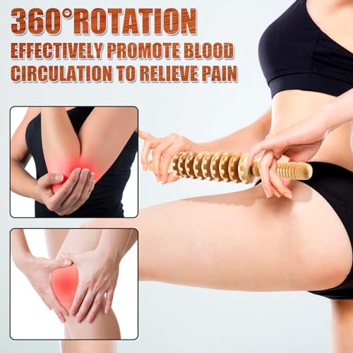Wood Therapy Massage Tools,Wooden Massager Stick Roller Lymphatic Drainage Tool,Maderoterapia Kit Self Massage Roller Tool for Cellulite Reduction,Muscle Tension and Body Shaping,Contouring - Image 4