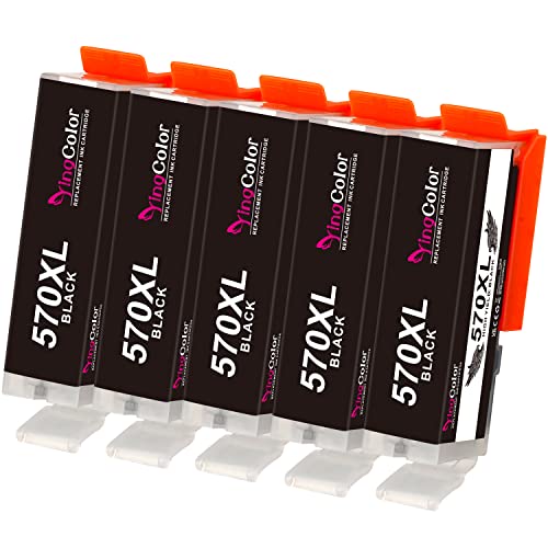 YingColor 570XL Cartouches d'encre de Remplacement pour PGI-570 PGI-570XL PGBK pour Canon Pixma TS5050 TS5053 MG5750 MG6850 MG5751 MG5752 MG6851 TS5055 TS5051 TS6050 MG6853 MG5753 MG6852 MG5700,5 Noir Cover