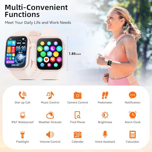 Hwagol Reloj Inteligente Hombres Mujeres, 2023 1.85" Llamada Bluetooth Smartwatch, Pulsómetro, Múltiples Modos Deportivos，Impermeable IP68 para Android iOS