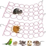 Jevnd 2 Pcs Rat Climbing Rope Net Toy for Cage, Bird Hemp Rope Perch Swing, Ladder Rope Bridge Hanging Hammock, Small Animal Activity Toy for Mouse, Mice, Parrot, Bird (Random Color)