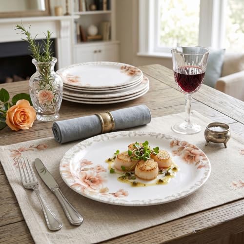 Image of Melamine Quarter Plates | Round Half Plate | Microwave Safe | Break Resistant | Plates for Snacks, Lunch, Dinner | Plates for Home, Office, Restaurant | Set of 6 | 7 Inch's (Lily Shine)