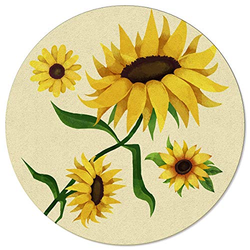 Preisvergleich Produktbild Liz Carter 60CM Runder Bereich Teppich Frühling Gelb Sonnenblumenblüte Kunstdruck Naturn Szene Throw Teppiche Bodenteppich
