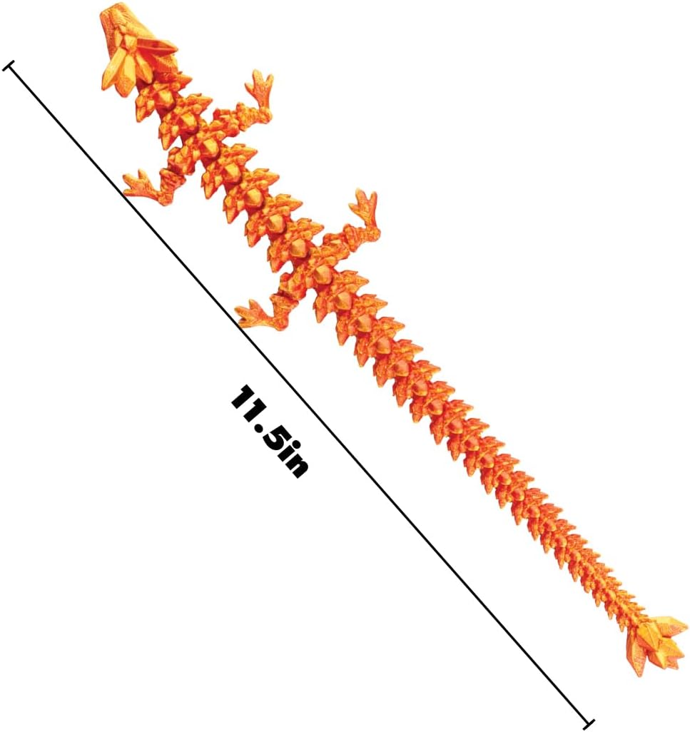 GEDDES Raymond 3D Printed Dragon Fidget Toys – Pack of 24 – Flexible Articulated Fantasy Figures in Metallic Colors