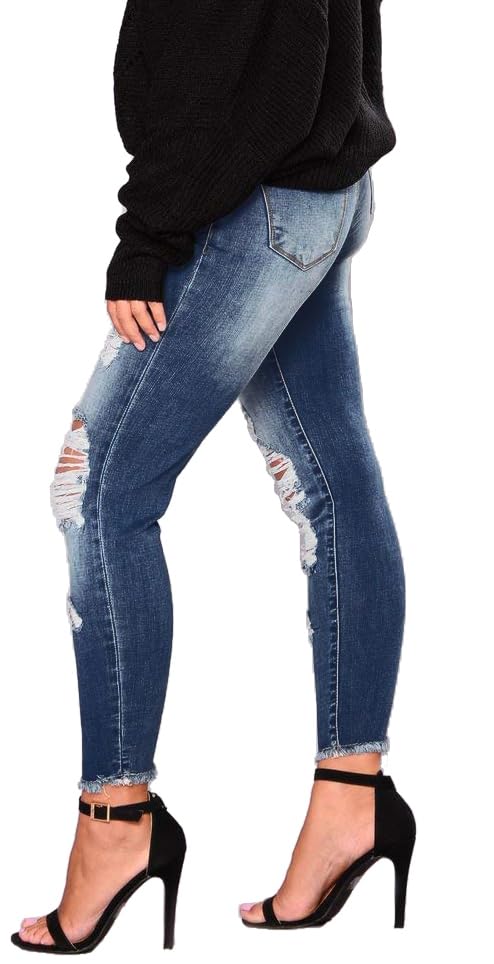 AMRSPENG Women's High Waisted Jeans for Women Ripped Stretch Skinny Butt Lifting Jeans Distressed Jeans Pants4
