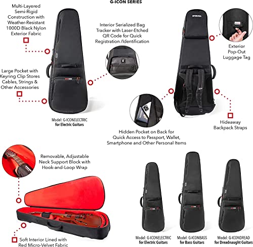 Image of Gator Cases ICON Series Premium Weather Resistant Gig Bag for Les Paul Style Guitars with TSA Luggage Lock-Friendly Zipper Pulls, (G-ICONLP)