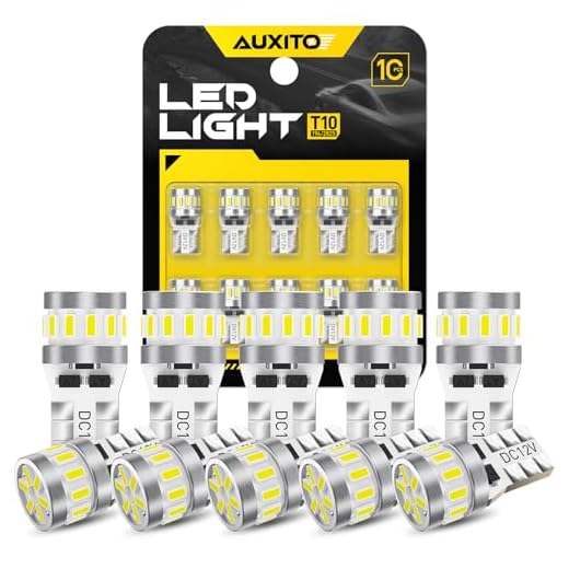 AUXITO Latest 194 LED Bulb 6500K Bright White, Canbus Error Free 168 2825 T10 W5W LED Bulb for Car Dome Door Map Courtesy Trunk Cargo License Plate Tail Lights, Pack of 10