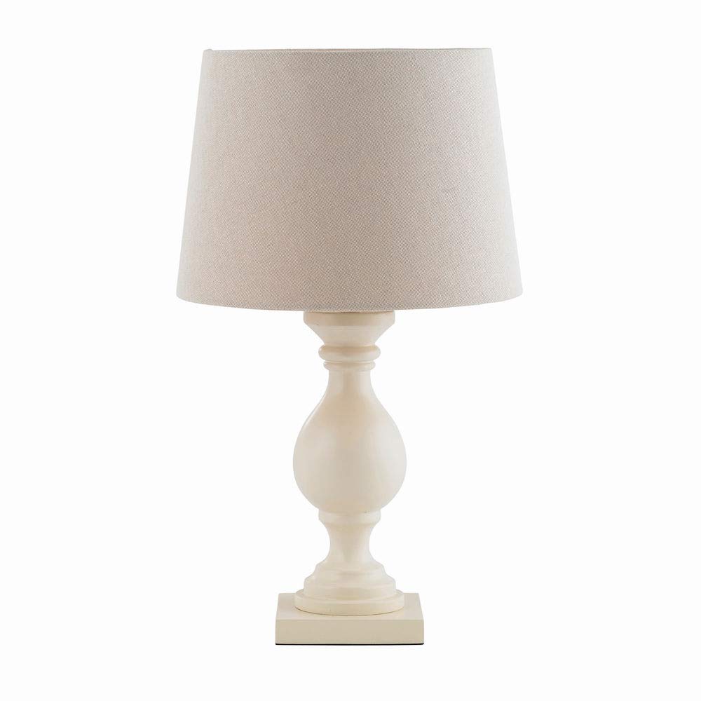 National Lighting EUSTON Decorative Ivory Finish Wooden Reading Desk Table Lamp with Ivory Coloured Fabric Shade