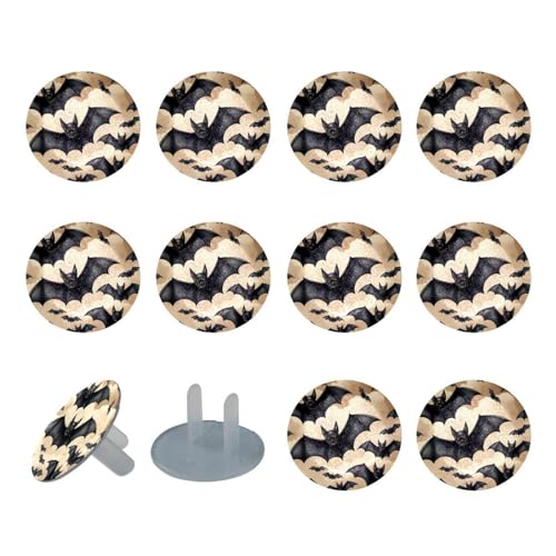 12 Piece Outlet Covers Child Proofing, Halloween Bat Electrical Safety Socket Protection Caps, 2-Prong Power Wall Plate Safety Plugs Guard