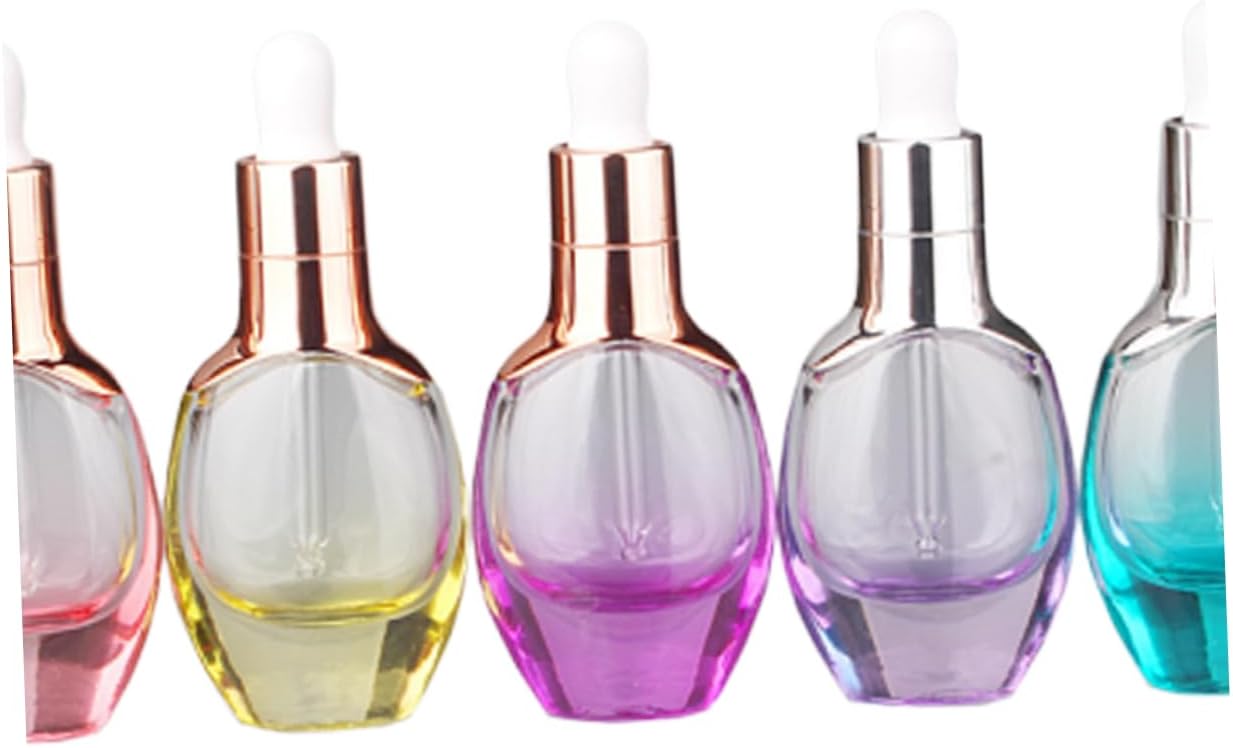 FOMIYES 5pcs Essential Oil Dropper Bottles Essence Containers with Heads for Travel for Oils and Liquids Orange Gold Dark Purple Light Purple Blue