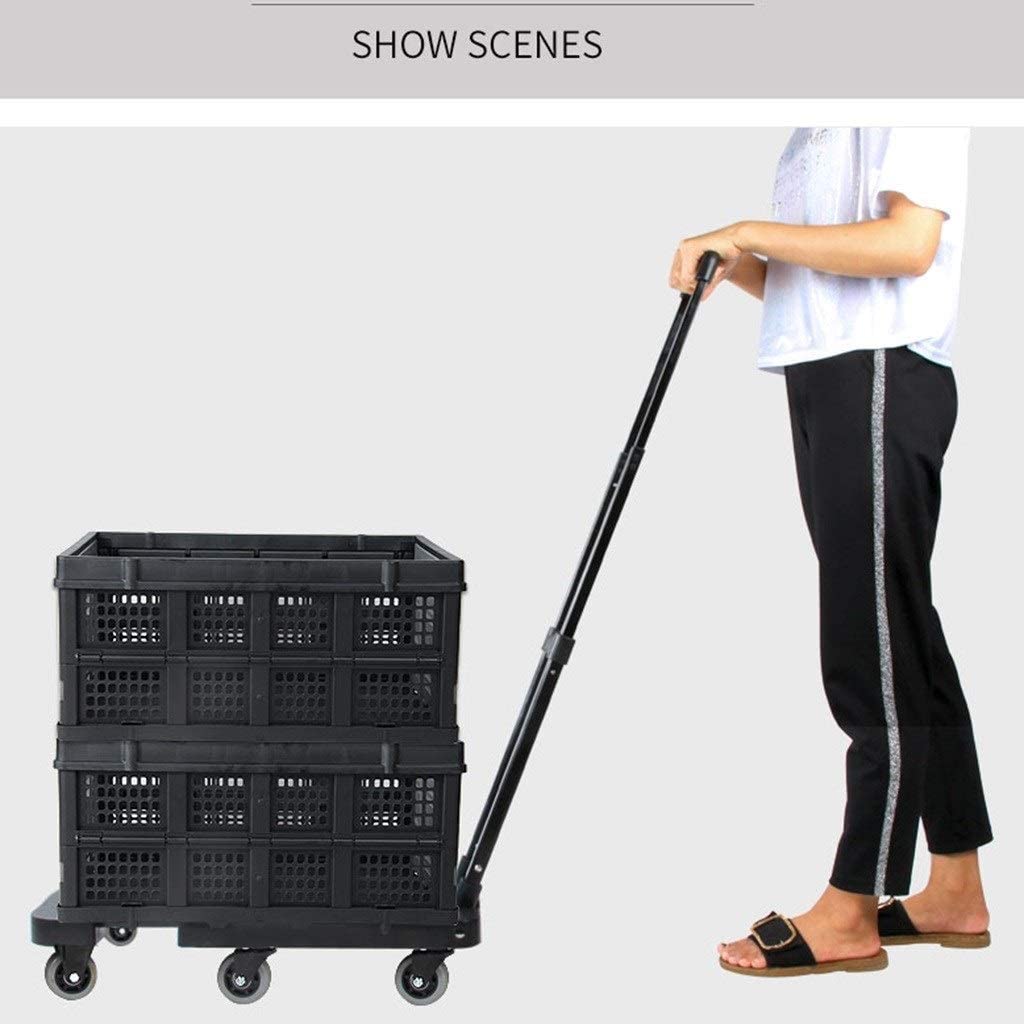 Carrello elevatore a forca Carrello da carico nero Carrello a pianale pieghevole a 6 ruote Carrello portatile Carrello per bagagli turistico Regalo, può contenere 220 libbre