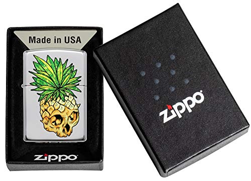 Encendedor Zippo diseño calavera hoja cromo pulido miniatura 6