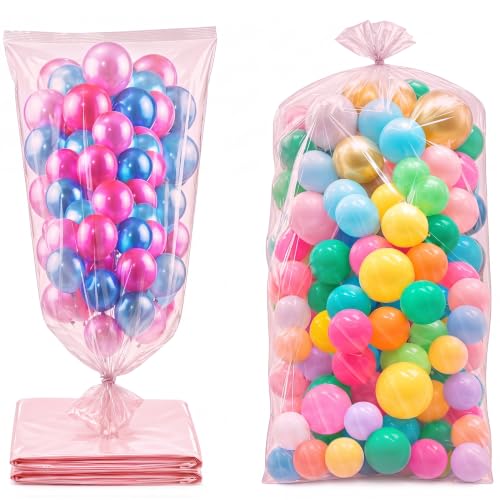Image of 2 Pcs 98.4 x 59 Inches Rouge Pink Large Balloon Bags for Transport | Christmas Tree Disposal and Storage Bag, Balloon Drop Bag, Giant Carrying Storage Bags for Wedding Birthday Party Supplies