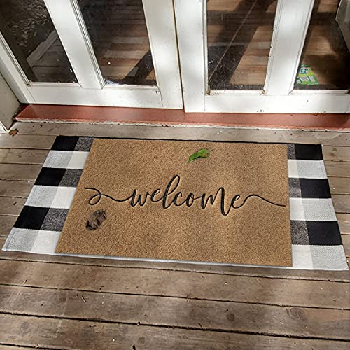 AAZZKANG Outdoor Mats for Front Door Large 36"x24",Indoor Welcome Mat with Non Slip Rubber Backing,Easy to Clean Entrance Doormat for Home Office Patio Brown