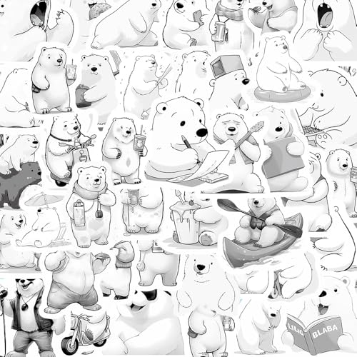 53枚入り ホッキョクグマ カートゥーン グラフィティ ステッカー 防水 スマホ 手帳 スーツケース デコレーション