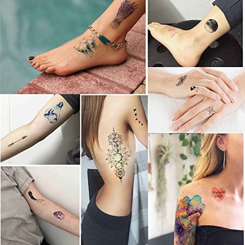 Quichic 160+ Pcs Colorful Life Designs Tattoo Watercolor Sleeve Temporary Tattoos Large Sleeve Tattoo For Kids Women Fake Tattoos Beautiful Tattoo For Girls Party Favors #TOP4