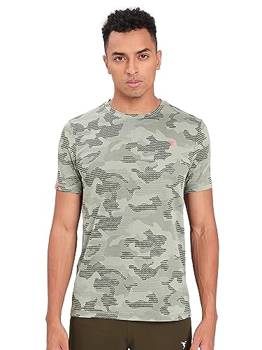 Image of TECHNOSPORT Men Polyester Regular Fit Half Sleeve Jacquard T-Shirt with Double Cool, Quick Dry & Anti Microbial for Sports, Running & Casual Use