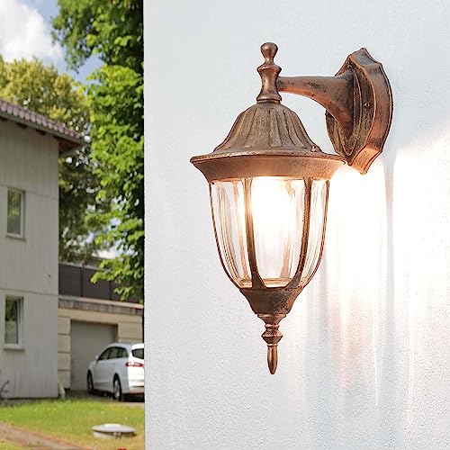 Licht-Erlebnisse Wandleuchte Außen Glas Aluminium in Kupfer Antik...