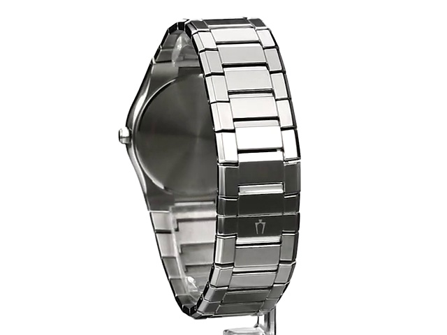 Watch Bulova Men's 96D104 Black Dial 8 Diamonds Bracelet Watch on