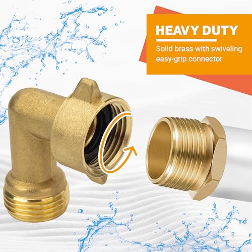Image of 90 Degree Water Hose Elbow for RV, Features Convenient Easy Grip Connector, Hose Adapter for RV Water Hookups, Residential Outdoor Faucets and Washing Machine Hookups 1 pack