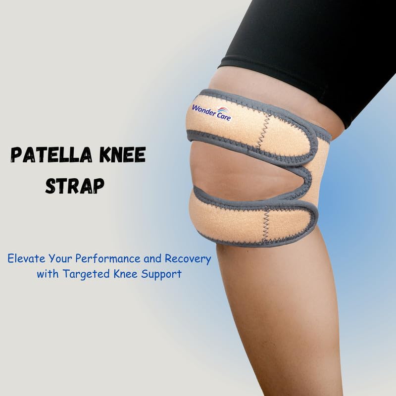 Image of Wonder Care Knee Brace with Silicon Gel Strips for Knee Pain, Gel Patella Knee Strap for Workout, Sports, Arthritis, ACL, MCL, Meniscus Tear Patellar Tendon Support Strap Men Women(2, Beige)