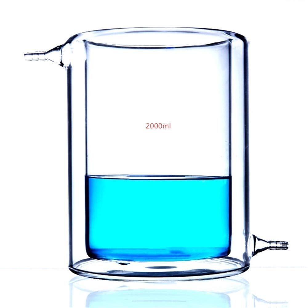 HMTE Vaso de precipitados de Vidrio con Camisa de 2000 ml Vidrio de borosilicato 3.3 Copa con Chaqueta de 2 l Cristalería química de Laboratorio (Size : 2000ml) (2000ml)