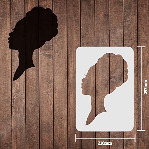 FINGERINSPIRE African Women Queen Stencil Template 29.7x21cm Plastic Woman Head Pattern Drawing Painting Stencils Rectangle Reusable Stencils for Painting on Wood Floor - Image 2