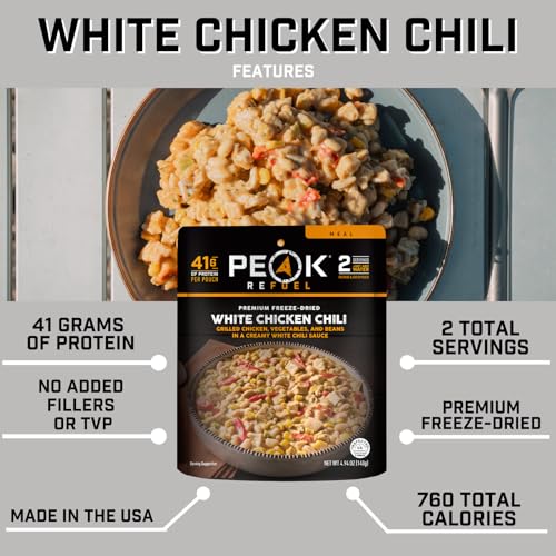 Peak Refuel White Chicken Chili | 41g Protein | 760 Calories | 100% Real Meat | Premium Freeze Dried | Amazing Taste & Quality | Backpacking & Camping & Prepper Food | 2 Servings - Image 4