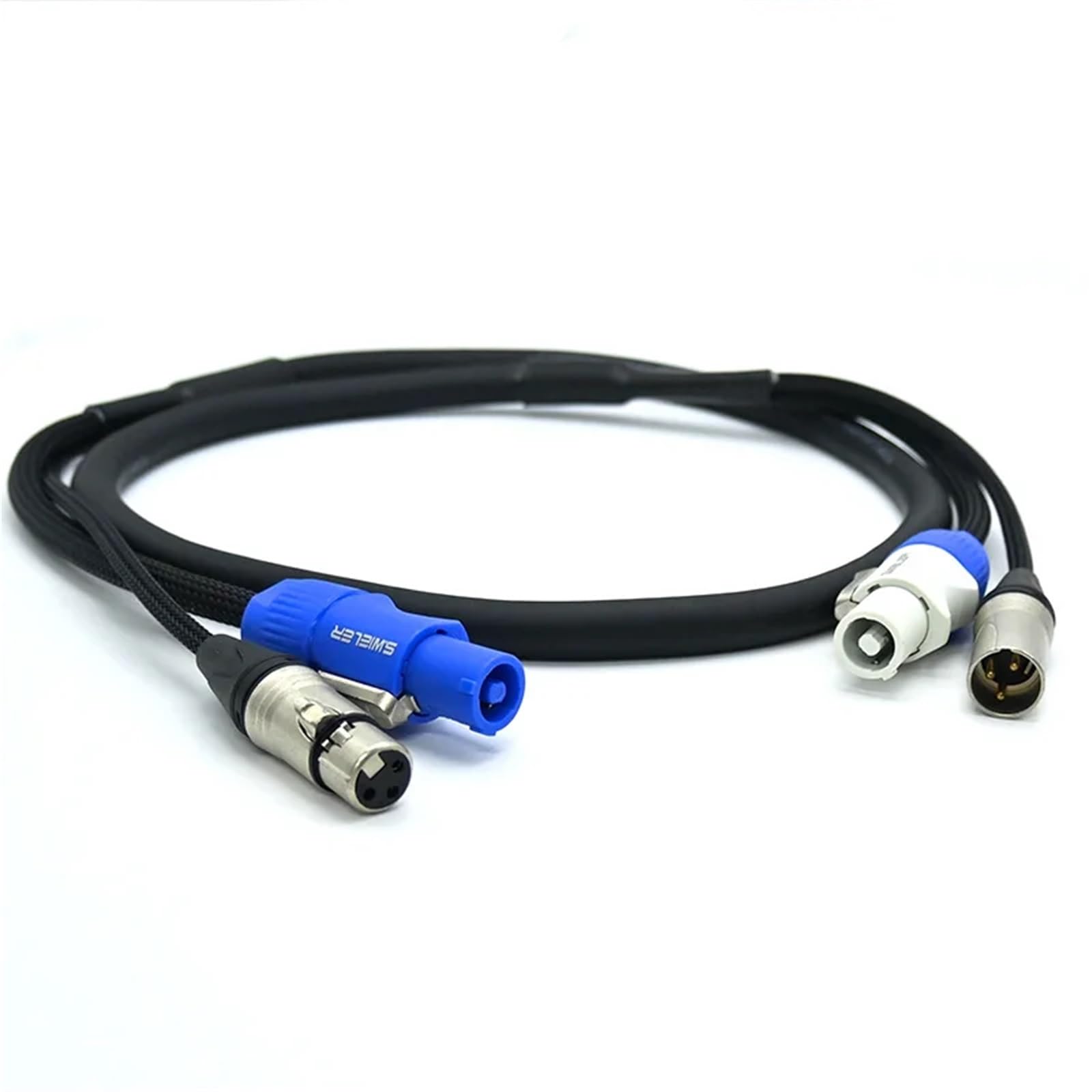 Elastyczny kabel kombi 1 m, 2 m, 3 m, 5 m, 1,5 m, XLR DMX512 kabel zasilający (3 x 1,5 mm) do oświetlenia scenicznego, ruchoma głowica (3 metry)