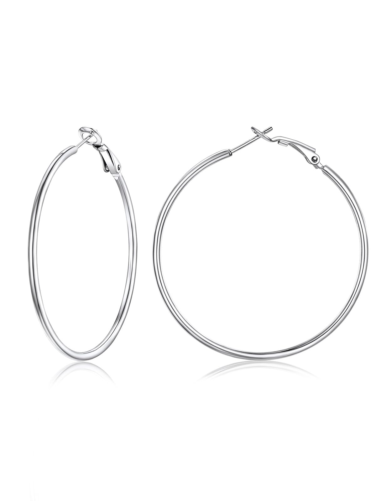 FOCALOOK Orecchini a Cerchio Donna 30/40/50/70/100mm Cerchi Grandi Donna in Acciaio Inossidabile Colore Argento/Placcato Oro/Nero Confezione Regalo
