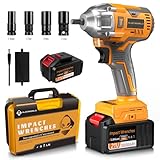 ALIENWORLD Cordless Impact Wrench,1/2 Inch Cordless Electric Impact Gun,Brushless Impact Driver,High...