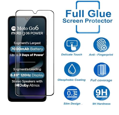 Image of HD Tempered Glass Screen Protector Compatible for Moto G06, G06 Power 5G with Edge to Edge coverage and Easy Installation kit