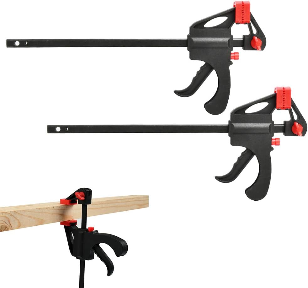POKIENE 2 Pcs Quick Grip Clamps 6 inch Ratchet Bar Clamps OneHand Bar Clamps Wood Clamps Quick