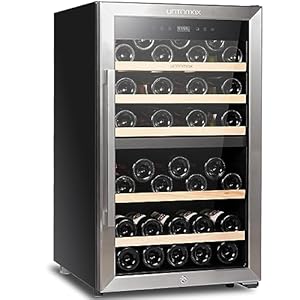 Wine Fridge 52 Bottles (Bordeaux 750ml),Wine Cooler Refrigerator Freestanding w/Lock,41F-68F Digital Temperature Control Compressor Wine Cellar, Fast Cooling Low Noise No Fog,20 Inch