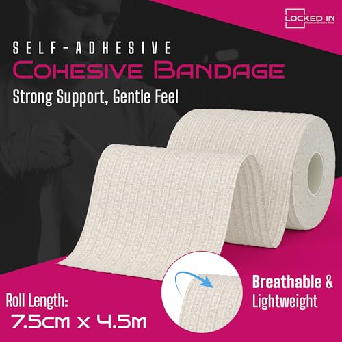 Locked in Cohesive Bandage Wrap 7.5cm x 4.5m - Self Adhesive Bandage Tape for Injury Recovery, Compression & Ankle Support - Elastic, Sweat-Resistant, Breathable - for Joints, Wrists, Knees & More - Image 3