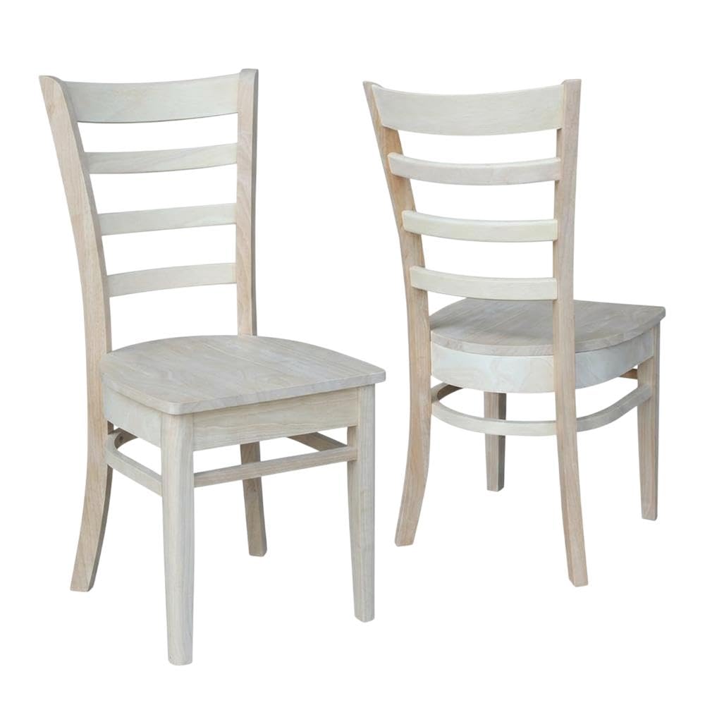 Solid Wood Side Chair Set of Two by Furnifact – Wood, Unfinished, Pack of 2