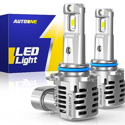 Image of AUTOONE 9005 /HB3 LED Bulbs, 96000LM 1600% Super Brighter, 6500K White, 2PCS | 1:1 Halogen Size Plug N Play, 99% Fitment Built-in CANBUS, No Flickering, 80000H+ Lifespan with Turbo Fan, IP68 Waterproof