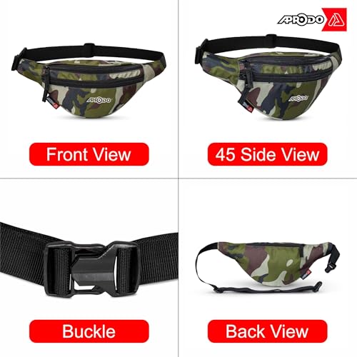 Image of Aprodo Chest & Waist Bag for Men and Women, Hands-Free Fanny Pack Bumbag with 3 Zippered Pockets, Easy Carry Phone Wallet & Cards Beltbag for Sports, Travel, Jogging, Cycling and Workout (Camouflage)