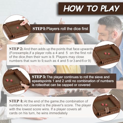 Juego Shut The Box de madera para 1 a 4 jugadores miniatura 6