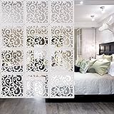ANMINY 12 PCS Hanging Room Divider Decorative Thick Panels Floral Carving Wall Screen Hollow Out Design for Bedroom Living Dining Room Kitchen Office Restaurant Home Hotel Decor - White Vine Leaves