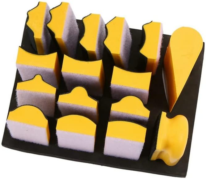 16PCS/Set Hand Sanding Block Set Hook And Loop Assorted Shaped Sanding Disc Holder Grinding Sponge Abrasive Tool
