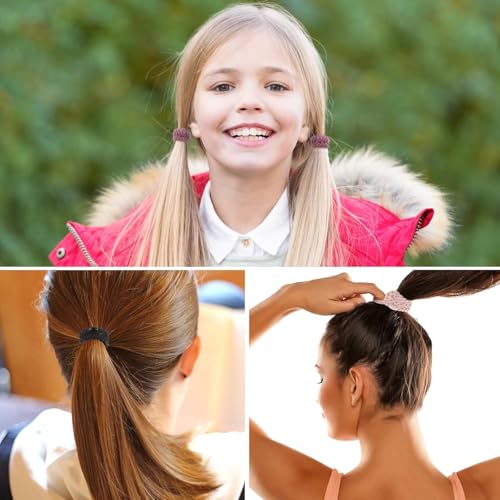 Image of BIRDWARE Black Hair Ties for Women Girls, Seamless Thick Black Hair Band, Multi color Elastic Hair Ties No Damage Ponytail Holder (10Pc Snap Ring)