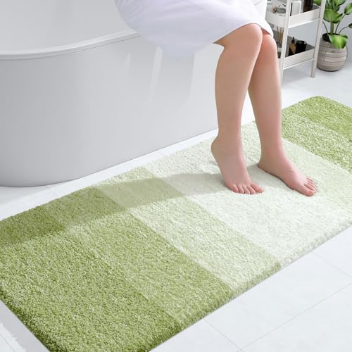 Image of OLANLY Bathroom Runner Rugs Mat 59x24, Extra Soft Absorbent Microfiber Bath Rugs, Rubber Backing, Quick Dry, Long Bath Mats for Bathroom, Tub and Shower, Home Decor Accessories, Mustard Yellow