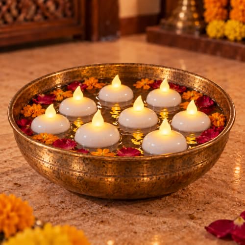 Image of Party Propz Water Sensor Tealight Candles - 12 Pcs Floating Candles for Water Bowl, Diwali Lights for Home, Decorative LED Tea Lights for Diwali, Floating Decor for Weddings