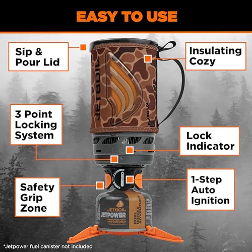 Image of Jetboil Flash Portable Fast Boil Stove for Camping and Backpacking with 1-Step Auto Ignition, Propane /Isobutane Burner with Cooking Cup
