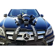 قوس سيارة كبير من CarBowz، ذكرى سعيدة، قوس عملاق مقاس 30 بوصة، مغناطيس غير قابل للخدش، فينيل أسود مقاوم للعوامل الجوية