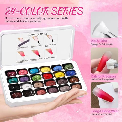Gel de Pintura para Uñas con 24 Cuadrículas Curado UV LED para Gel Degradado 5