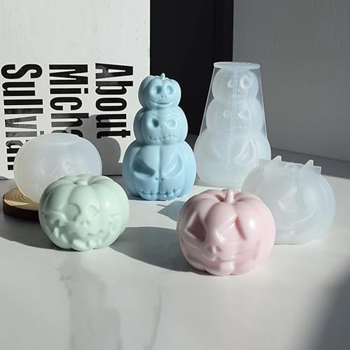 Miniatura 3 de BESTOYARD Molde de calabaza para velas de calabaza, molde de silicona de calabaza 3D, moldes de resina de calabaza de Halloween, moldes de resina