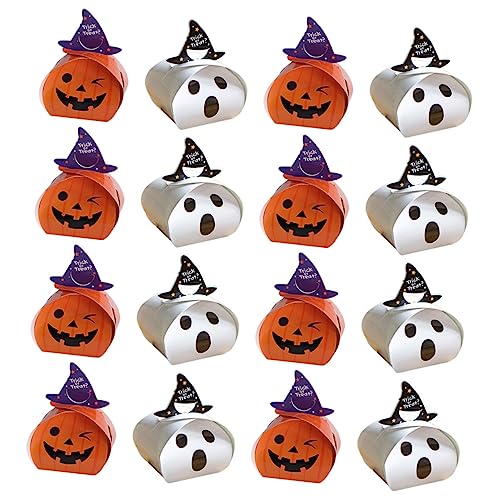 minkissy 20 Cajas De Dulces Latas Dulces Galletas Calabazas Golosinas Cajas De Exhibición Estuches De Dulces De Calabaza Papel De